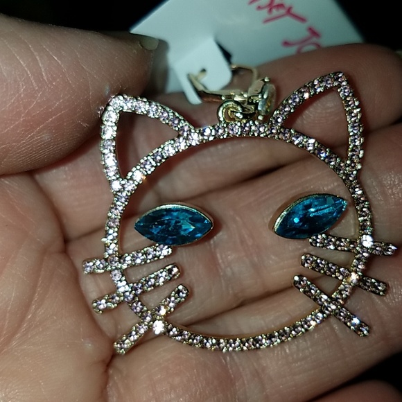 Fabulous rhinestone Betsey Johnson Kitty Cat earri - Picture 3 of 3